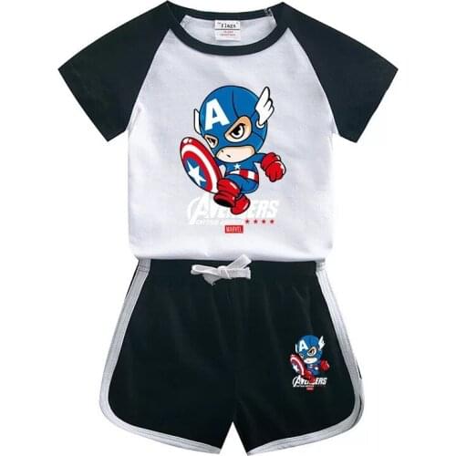 Disney Marvel Avenger Captain America Boy Clothes Baby Girl T Shirt + Short 2Pcs Toddler Kids Clothes Casual Childrens Clothing