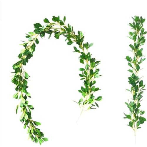 Artificial Lvy Garland Flowers Plant Green Leaves Vine Rattan Foliage Glued Silk Plastic Wedding Home Door Garden Decoration DIY