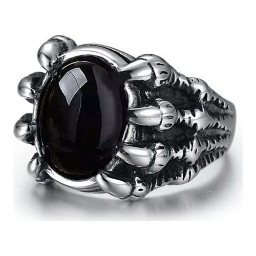 Dragon Claw Crystal Gem Ring Mens and Womens Retro Animal Cool Punk Ring Gothic Hip Hop Jewelry Nightclub Bar Accessories