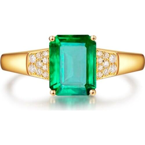 Natural Emerald Rings for Loves Soild 14K Yellow Gold Engagement for Couples Vintage Temperament Luxury Jewelry Resizable Gift