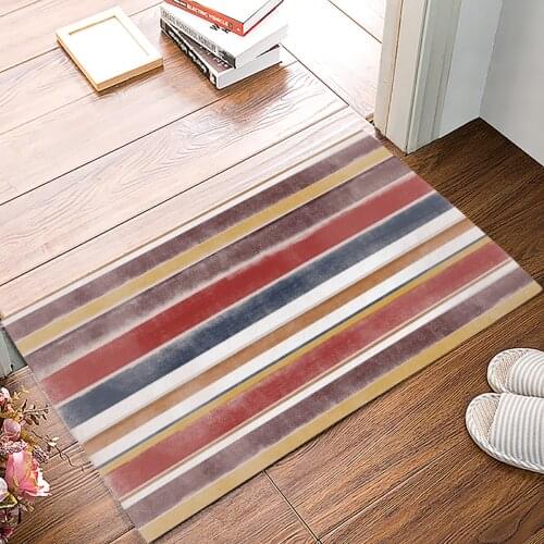 Nordic Style Stripes Red Doormat for Entrance Door Bathroom Hallway Non-Slip Rugs Home Decor Kitchen Mats