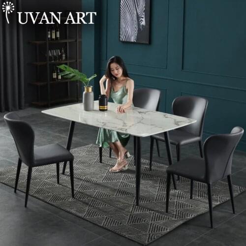 Marble dining table and chair combination net red furniture dining home one table four chairs small apartment rectangular