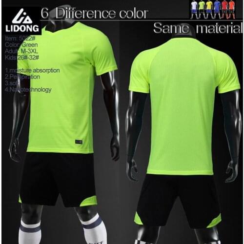 2019 LIDONG Men Kids Soccer Jerseys Set Football kit Training Suits Uniform for custom camisa de futebol light Green t shirt