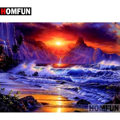 HOMFUN Full Square/Round Drill 5D DIY Diamond Painting "Sunset scenery" Embroidery Cross Stitch 3D Home Decor A10734