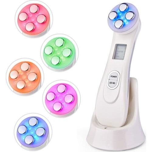 New Microcurrents Machine For Face 5in1 RF Radio Frequency Led Light Therapy Facial Lifting Massager Skin Tightening Care Beauty
