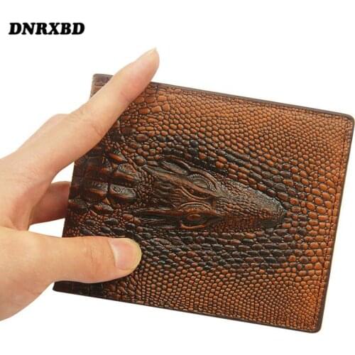 New Small Wallet Mens Short Wallet Bifold Credit Card Holder Crocodile Pattern Wallet Money Clip Trend Card Purse porte monnaie