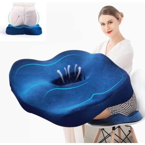 Orthopedics Memory Foam Anti-hemorrhoid Seat Cushion Beautiful Hip Hollow Coccyx Relieve Non-slip Cushion for Office Chair Car