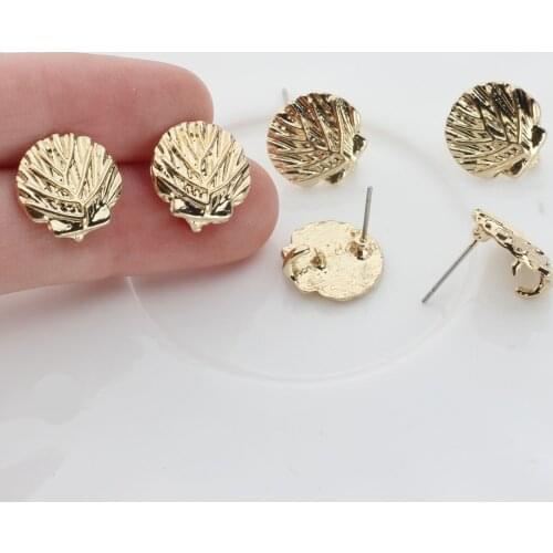 Zinc Alloy Golden Shell Shape Earrings Base Connectors Linker 14mm 6pcs/lot For DIY Fashion Earrings Jewelry Making Accessories