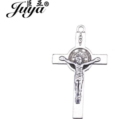 JUYA High Quality Jesus Cross Pendants Charms 37x21mm 12pcs/lot DIY Punk Bracelet Necklace Accessories Vintage Pendants AO0617