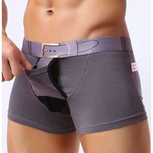 Sexy Men Open Crotch Boxers Hollow Openable Panties Cotton Stage U Convex Pouch Gay Wear Jockstrap Fetish Erotic lingerie F11