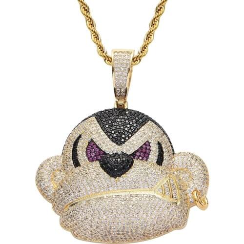 Bling Iced Out Gorilla Monkey Pendant Micro Pave Zircon Hipster Street Style Animal Hip Hop Necklace Men Jewelry Gift