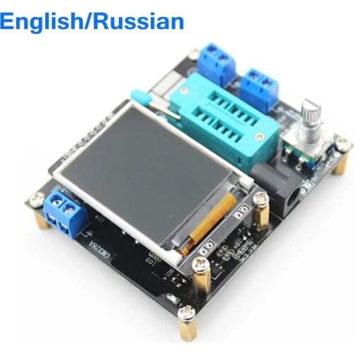 GM328A Transistor Tester Diode Capacitance ESR Voltage Frequency PWM Square Wave Signal Generator Soldering English/Russian