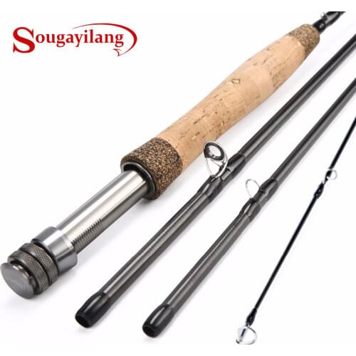 Sougayialng Carbon Fly Fishing Rod #5/6 Fishing Rod 2.7M Fly Rod 4 Sections Hard Rods Trout Fishing Pole Fish Tackle Pesca