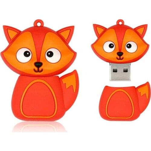 Cartoon Bee Pendrive 128GB 64GB Cle Usb Flash Drives 32GB 16GB Animal Penguin Owl Fox Pen Drive 8GB Memoria Usb Stick Gift Disk