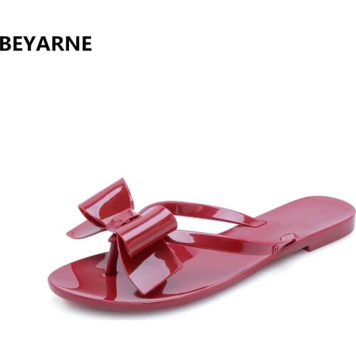 BEYARNE new Fashion woman jelly beach sandals lady flip flops flats rain shoes women summer travel Slippers slides 36-41 pink 39
