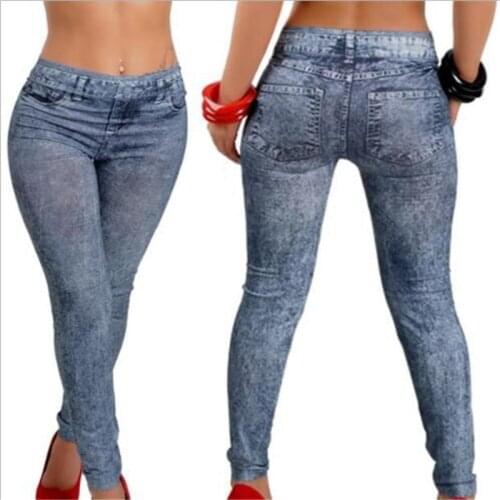 Ladies Nine-point Pants Spring Autumn Fashion Jeans Seamless Imitation Denim Leggings Women Slim Slimming Leggings Streetwear