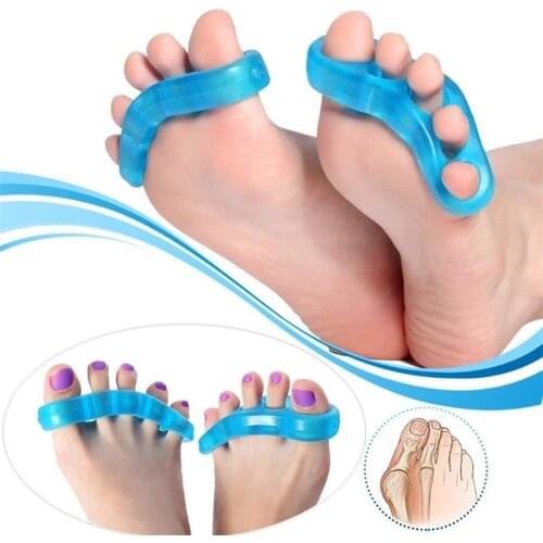 1 Pair 5 Holes Foot Fingers Toe Separator Thumb Valgus Adjuster Feet Care Pedicure Silicone Straightener Toe Protector Silicone