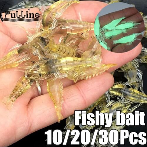 10-30pcs/lot Shrimp Fishing Lures Silicone Artificial Soft Insect Bait Pesca Lightweight Shrimp Freshwater Ocean Fake Bait Jigs