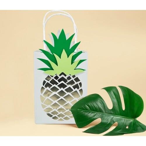 4pcs Paper Pineapple Candy Bag Gift Box Birthday Wedding Favors Candy Cookie Bag with Handle Summer Party Decoration