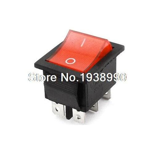 5A AC 220V DPDT ON/OFF 2 Position Panel Mount Red Button Rocker Switch