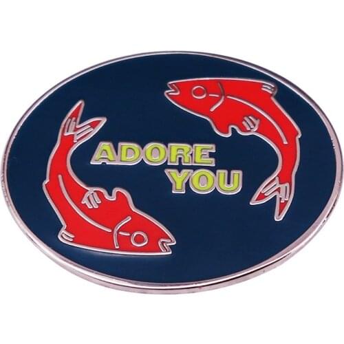 Harry Styless Adore YouTwo red fishes swimming Enamel Badge brooch