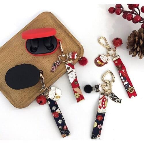 For Redmi Airdots Case Cute Lucky Cat Earphone Case for Xiaomi Airdots Headphone Case Cover Cat Ring Strap Silicone Cover