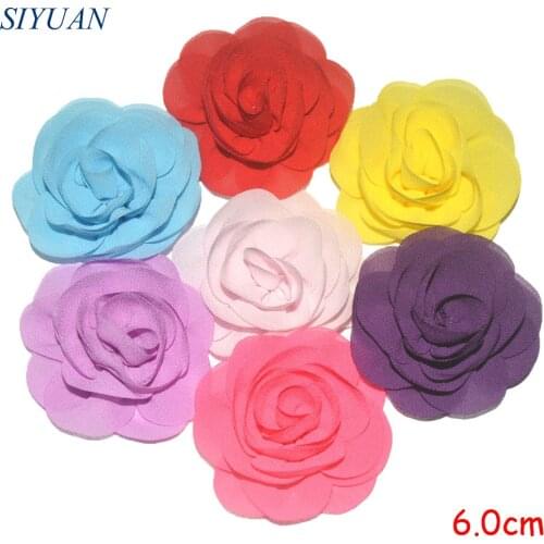 40pcs/lot 6cm Sweet Chiffon Flower Artificial Flowers for Hair Clip Hair Accessories 26 Color Alternative TH256