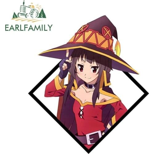 EARLFAMILY 13cm x 11.1cm for KonoSuba Anime Girl Vinyl Car Wrap Decal JDM Car Sticker Occlusion Scratch Motorcycle Bumper Decor
