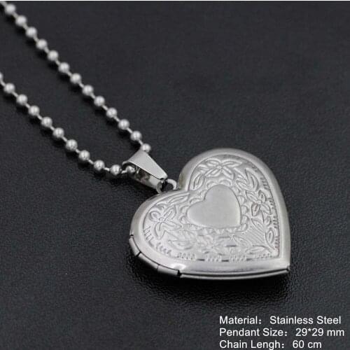 Photo Frame Memory Necklace Stainless Steel Heart Locket Plant Necklaces For Women Men Romantic Love Pendant Choker Neck Jewelry