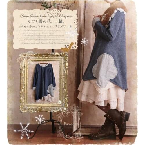 Hippie boho lolita cotton lace patchwork embroidery vestido casual maxi forest irregular long sleeve autumn winter thick dress