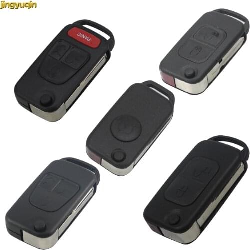Jingyuqin Flip Key Shell For Mercedes Benz A160 B200 W124 W202 W210 HU39 HU64 Uncut Key Blade 1/2/3/4 Button Key Cover Case