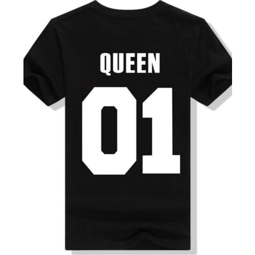 King Queen Letter Print T Shirt Couple Short Sleeve O Neck Loose Lovers Tshirt Summer Women Tee Shirt Tops Camisetas Mujer