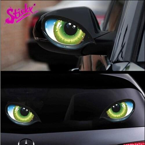 STICKY 2pcs Stereo Reflective Cat Eyes Car Sticker Decal DecorMotorcycle Off-road Sticker Laptop Decal Vinyl