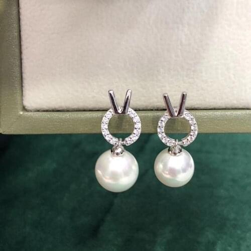 Cute 925 Sterling Silver Earrings Findings Settings Base Mountings Parts Mounts for Pearls Agate Coral Beads Stones Crystal
