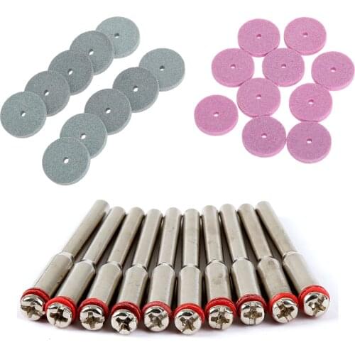20Pcs Dremel Accessories 20mm Mini Drill Grinding Wheel/Buffing Wheel Polishing Pad Disc for Rotary Tools +10Pcs 3.175mm Mandrel