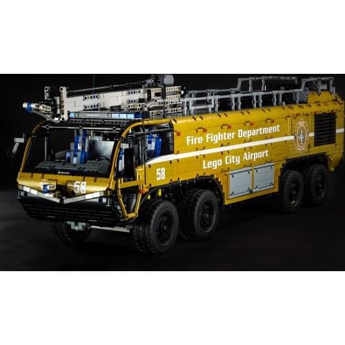 IPINMOC Fire Fighting MOC-4446 Airport Crash Tender Boat Building Blocks Crane City Firefighter Bricks Children Toys