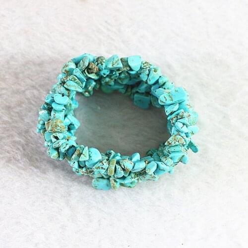 Fashion Black Veins Calaite Turquoises Stone 9x11mm Irregular Gravel Beads Bracelet Bangle for Women Charms Jewelry 7.5inch B523