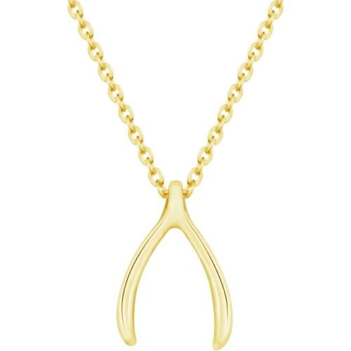 Fashion Lucky Wishbone Pendants & Necklaces For Women Collier Jewelry 2017 Gold Silver Color Charm Chain Choker Collares Bijoux
