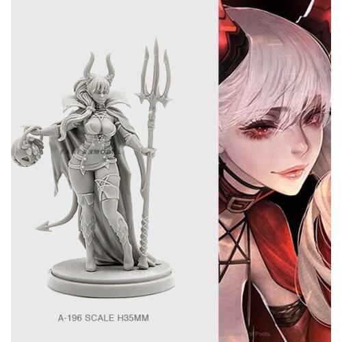 35mm Resin Figure Kits Witch beauty Model Self-assemlbed A-196