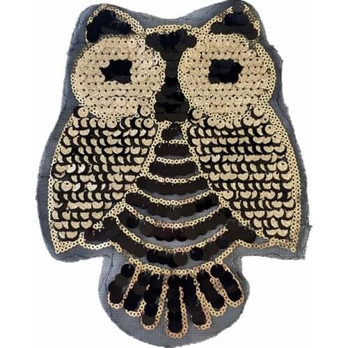 Night Owl Patches For Clothing Luxury Color Sequins Strange Things Sequined Patch Clothes Stickers Christmas Large Biker Badge