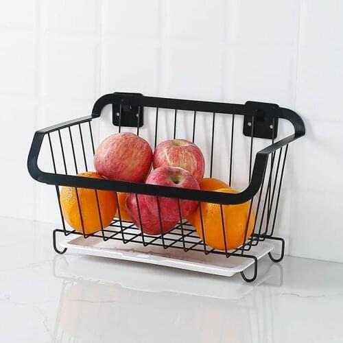 Punch-free wall-mounted fruit and vegetable baskets for vegetable racks, vegetable baskets, fruit storage baskets, storage drai
