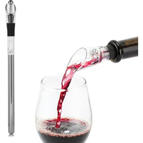 Stainless Steel Ice Wine Chiller Stick With Wine Pourer Wine Cooling Stick Cooler Beer Beverage Frozen Stick Ice Cool Bar Tool