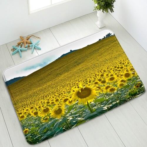 Sunflower Flower Plant Non-Slip Bathroom Mat Natural Scenery Indoor Floor Mats Bedroom Kitchen Doormat Washable Absorbent Carpet