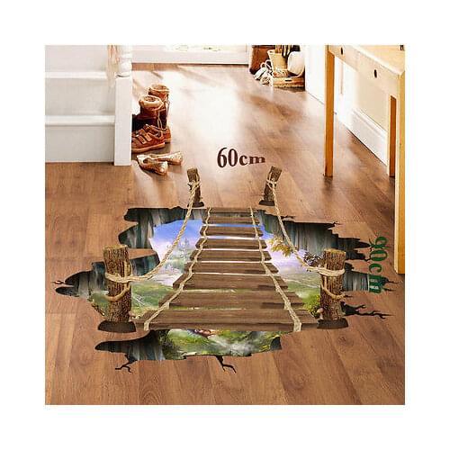 New Hot Creativity 3D Bridge Floor Wall Sticker Removable Mural Decals Vinyl Art Living Home Decor Decor Landscape Floor Sticker