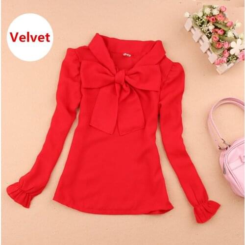 2019 Autumn Winter Shirts For Girls Clothes Children Clothing Thick Velvet School Girl Blouse Blusas Kids Clothes 4 colors 1-16Y