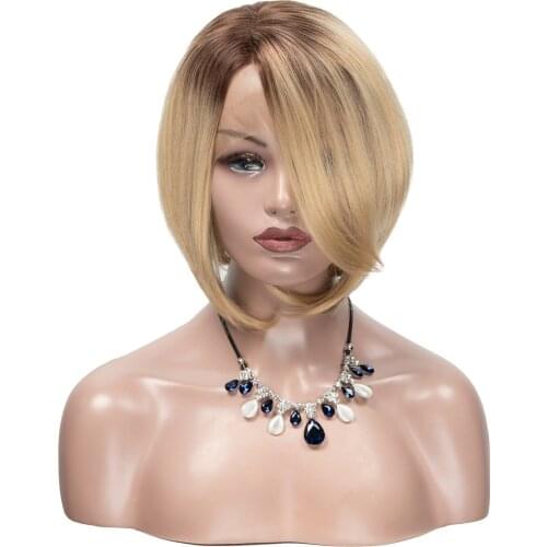 Lace Front Synthetic Hair Wigs Natural Blonde Color Short Hair Wig For Women Part Side Heat Resistant Lace Front Wigs