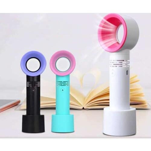 Mini Portable Bladeless Fan Cordless Usb Charging Handheld Cooling Fan Cooler 3 Speed Level Summer Leafless Desktop Fan
