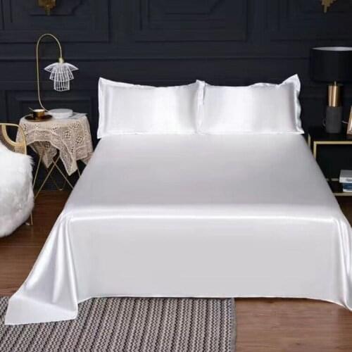 2021 Solid Color New Flat Sheet Silk Bed Sheet King Queen Luxury Natural Silk Super Soft Comfortable Bedsheets For summer