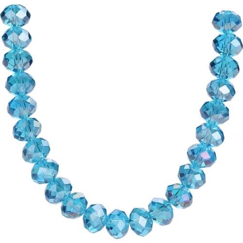 Spacer Making 3-14mm Mixed Bulk Bracelet Craft Findings Loose DIY Necklace Beads Faceted Lake blue AB Glass Wholesale Rondelle