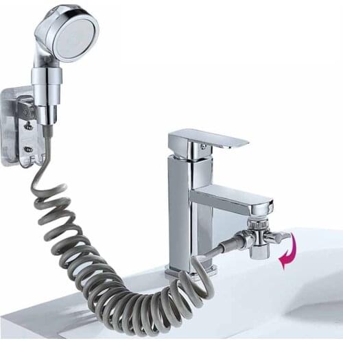 ABS Bathroom Faucet Sprayer Sprinkler+Base+Hose+Valve Set For Hand Basin Sink Hread Spray Taps Aerator Shower Head Holder JU0114